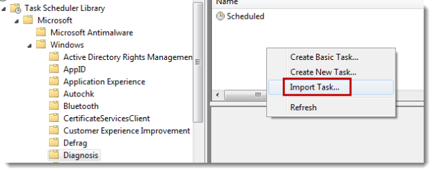 Selecting "Import task"